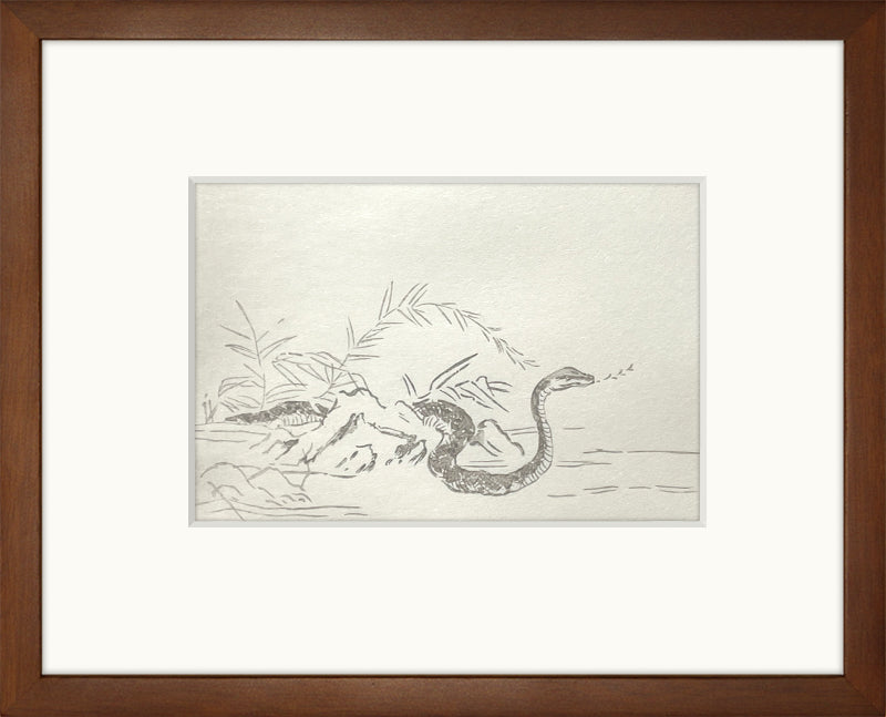 小さな干支の木版画 鳥獣戯画模本(長尾家旧蔵本)より「蛇」