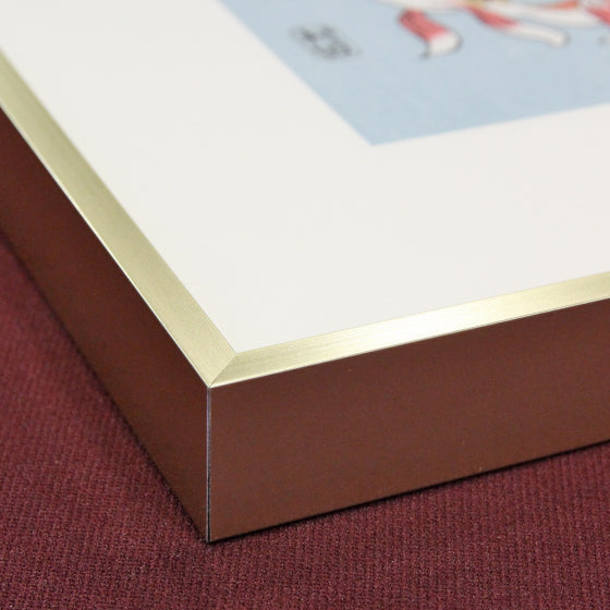 gold-colored aluminum frame