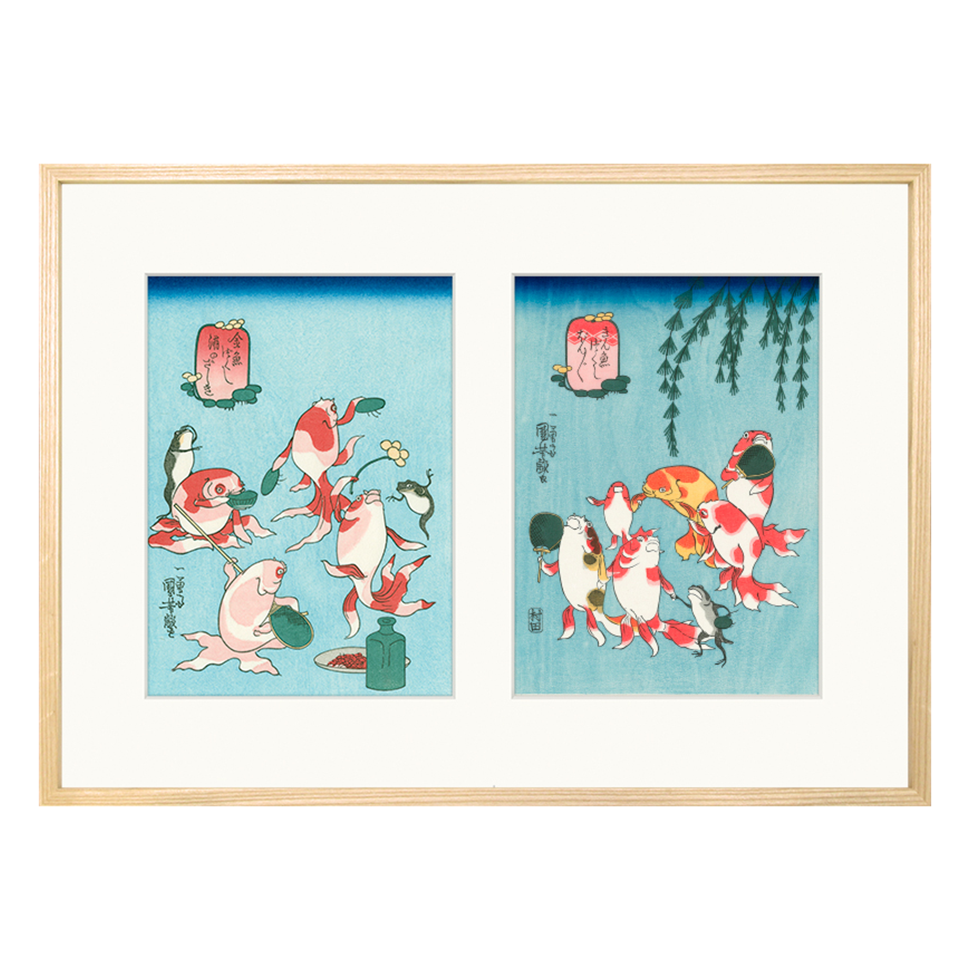 Two Goldfish prints in one frame (natural finish)