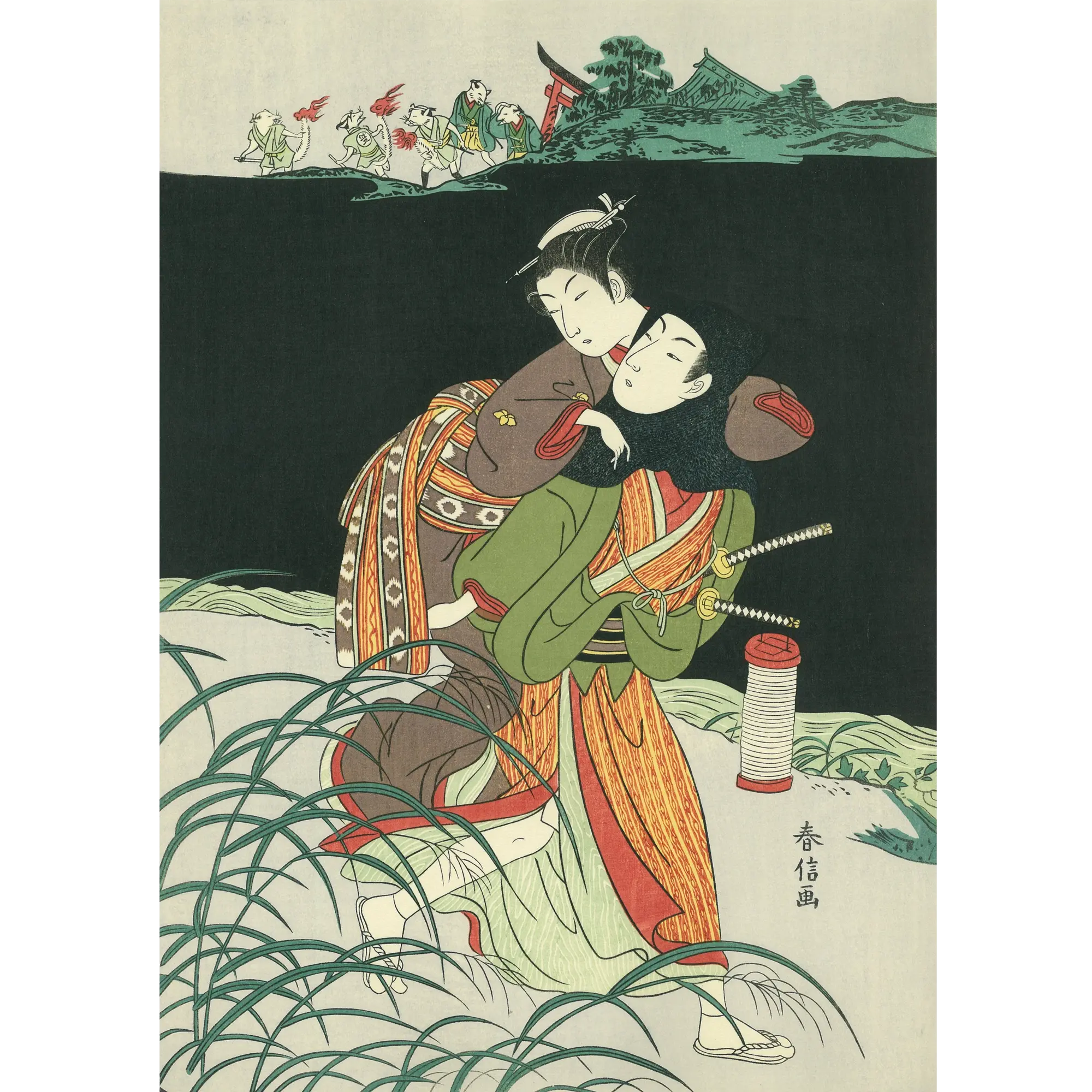 鈴木春信「お仙の駆落ち」アダチ版復刻浮世絵