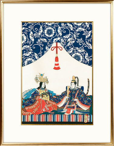 歌川国貞(三代豊国)「内裏びな」額付き|桃の節句・初節句のお祝いに 浮世絵のひな人形