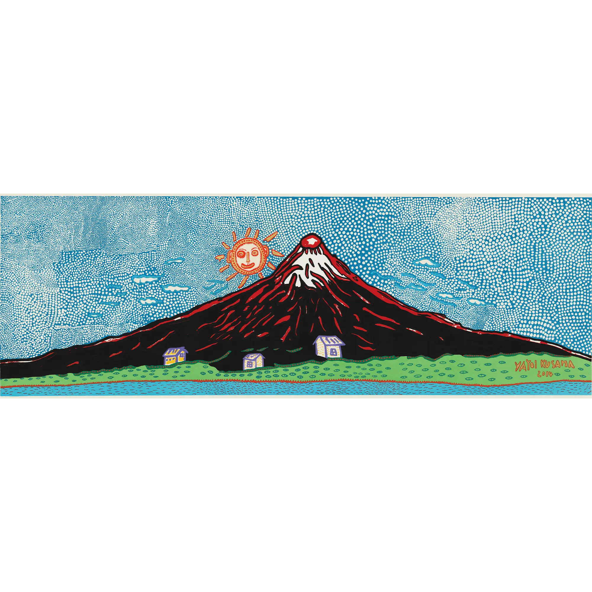 草間彌生「七色の富士 われわれの魂の沈んでいった果てに、この黒々とした山はすべてを愛につつんでしまう」 Yayoi Kusama「Where our soul sets in, this dark mountain embraces all with love」