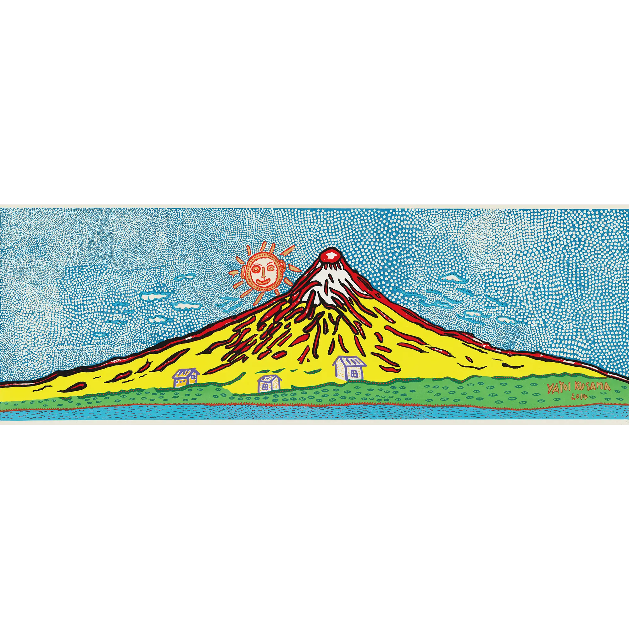 草間彌生「七色の富士 永遠に輝く我が命、この人間愛は何億光年も滅びる事はない」 Yayoi Kusama「My life shining forever, this human love shall not perish even after billions of light years」