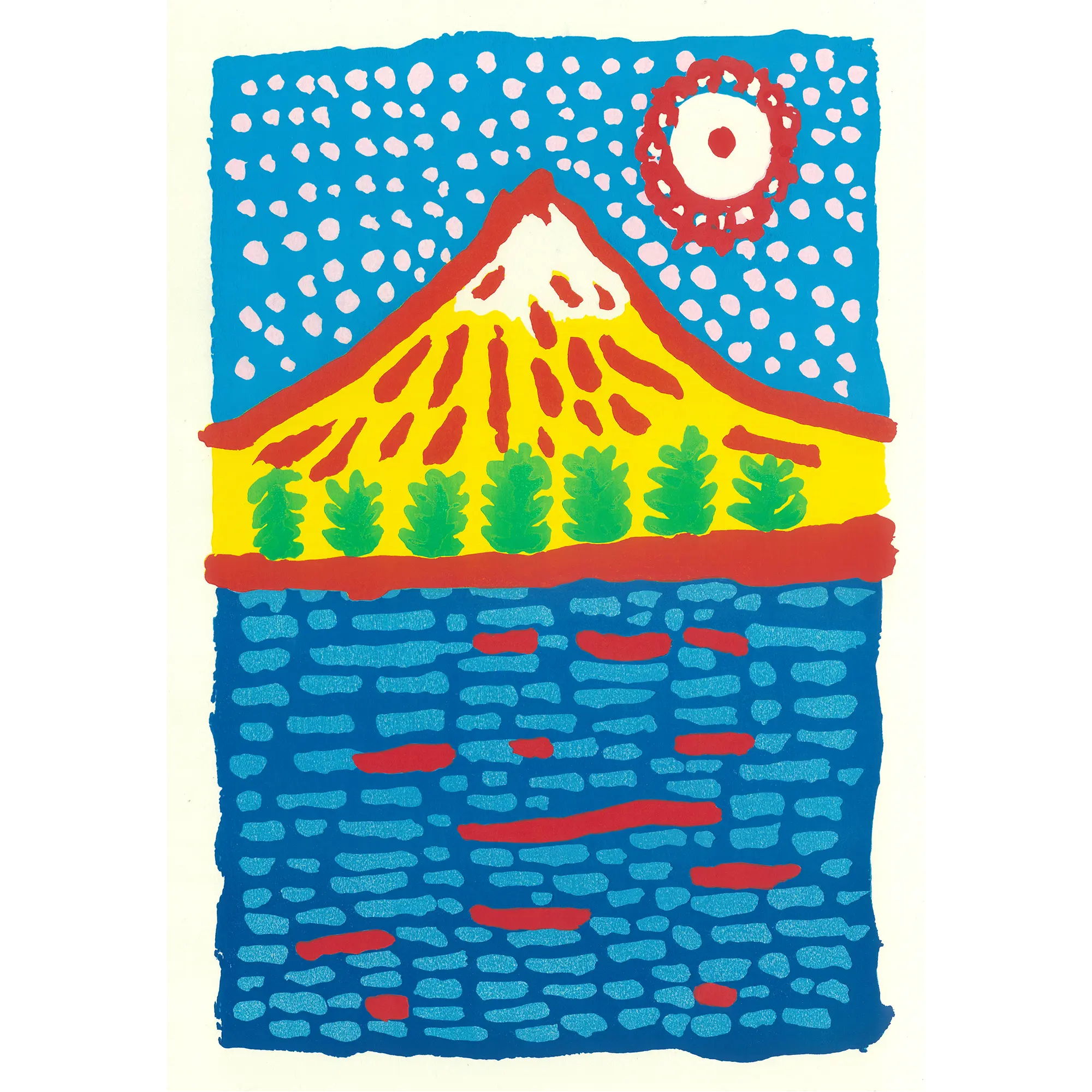 【真作】版画 技法不明 庭-気配- 繊細なタッチで描かれた抽象的な美 U79 Yayoi Kusama(草間彌生) 草間彌生「わが心の富士はかたる