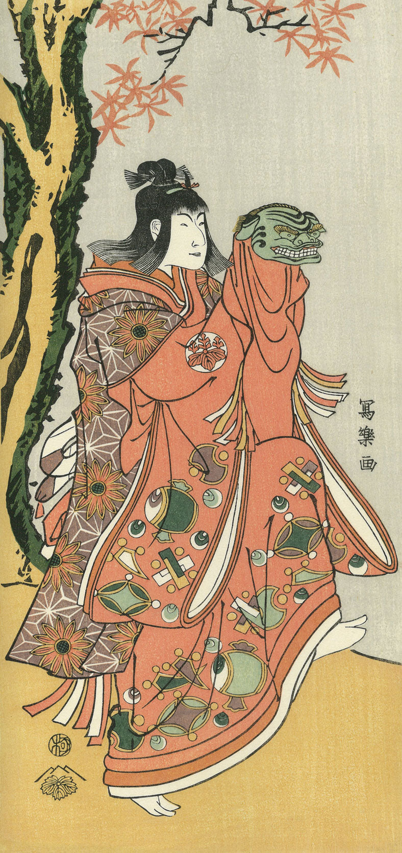 東洲斎写楽「中山富三郎 出羽の国の平賀の鷹の精(切禿の所作)」