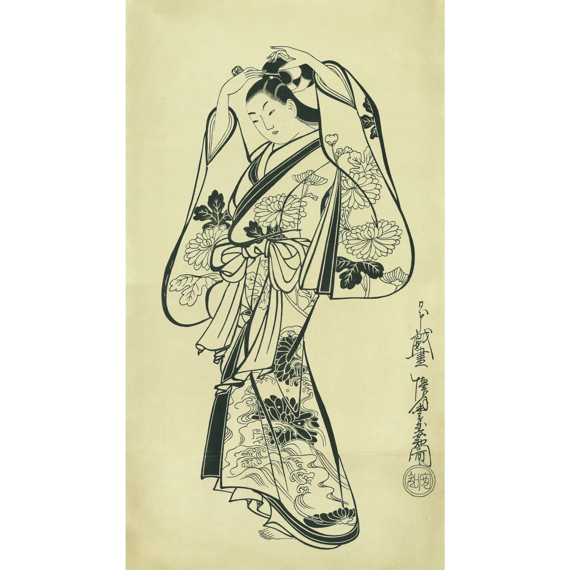 Kaigetsudo Anchi(懐月堂安知) 懐月堂安知「菊模様着立美人 Kaigetsudo Anchi(懐月堂安知) 懐月堂安知「菊模様着立美人