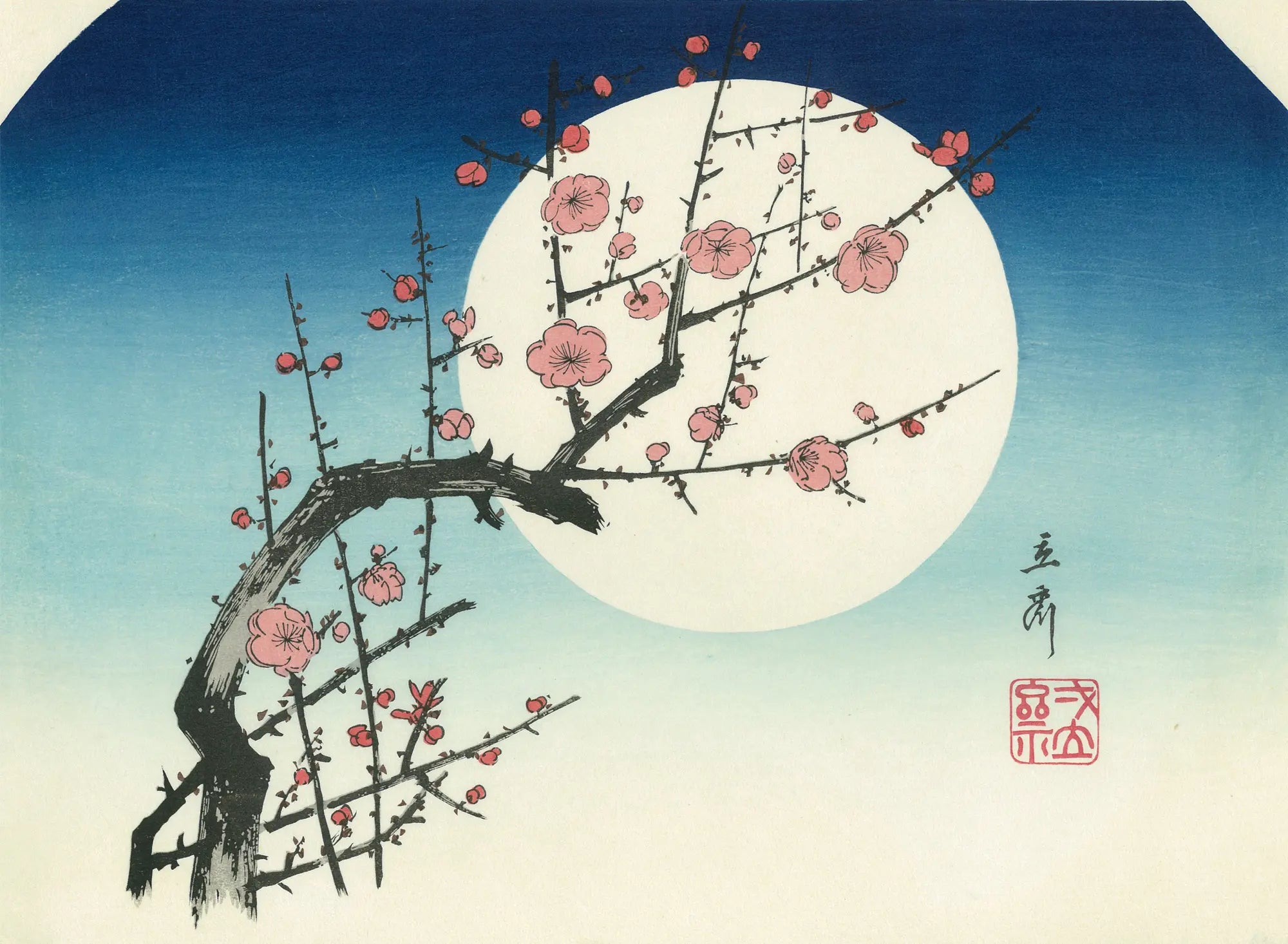 Utagawa Hiroshige(歌川広重) 歌川広重「月夜の紅梅 Utagawa Hiroshige(歌川広重) 歌川広重「月夜の紅梅