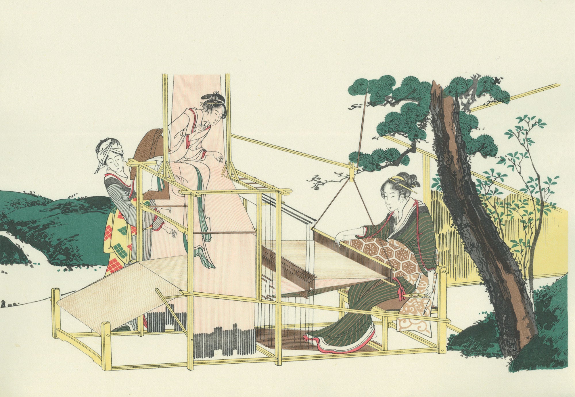 葛飾北斎「機織」アダチ版復刻浮世絵