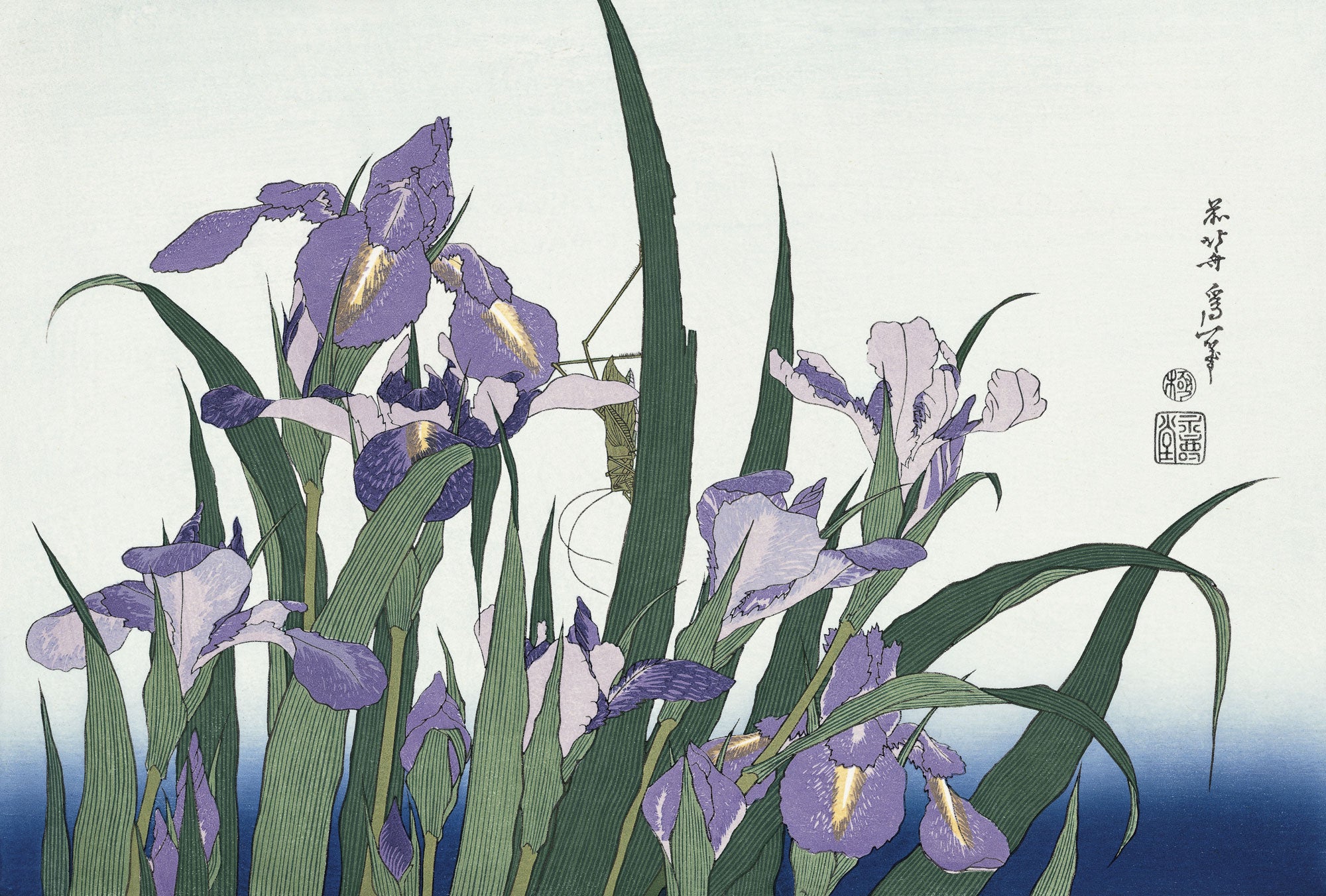 葛飾北斎「あやめにきりぎりす」アダチ版復刻浮世絵