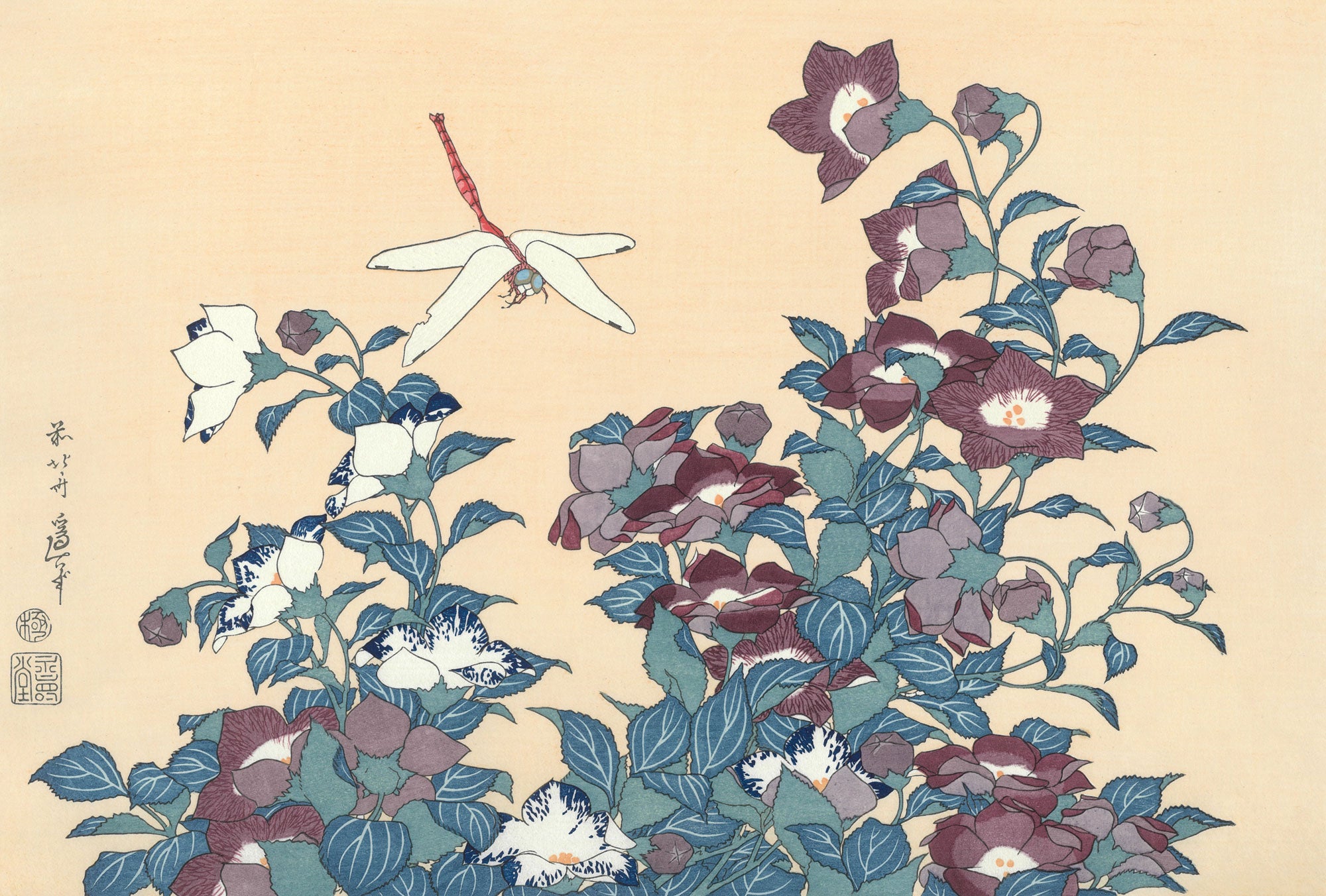 葛飾北斎「桔梗に蜻蛉」アダチ版復刻浮世絵