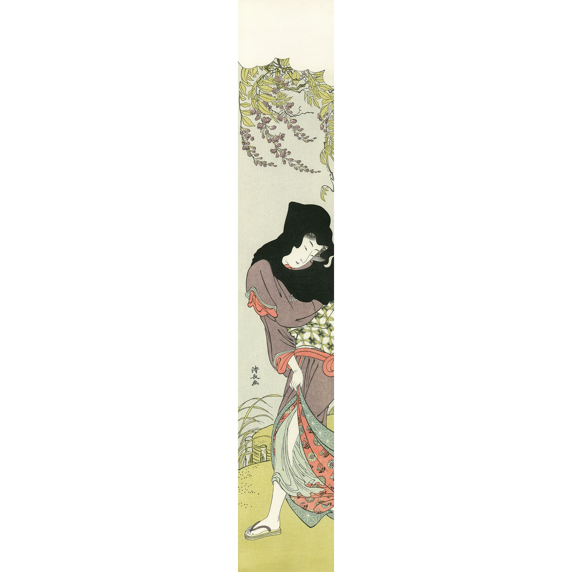 ガラス絵 浮世絵 美人画 鳥居清長 江戸時代後期 古美術 骨董 ガラス絵 浮世絵 美人画 鳥居清長 江戸時代後期 古美術 骨董