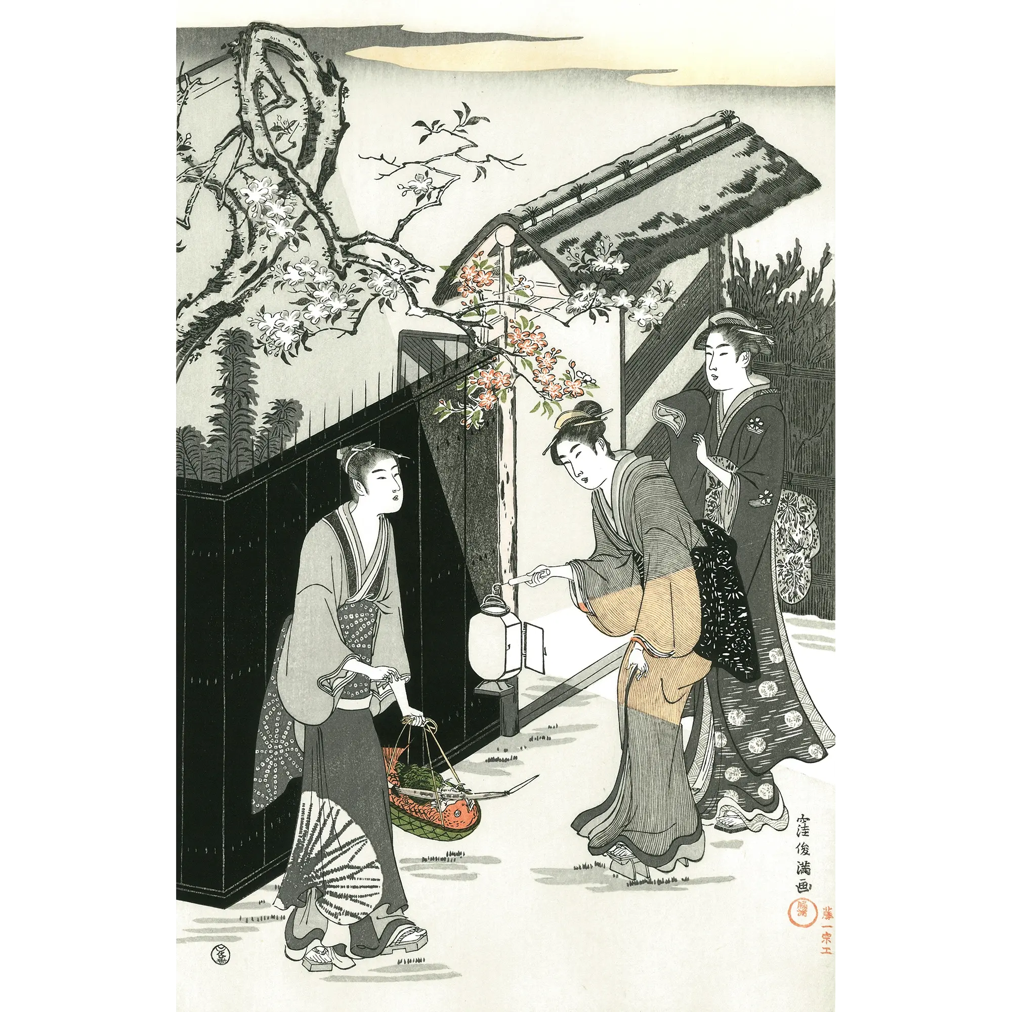 窪俊満「夜の句会」(右図)アダチ版復刻浮世絵