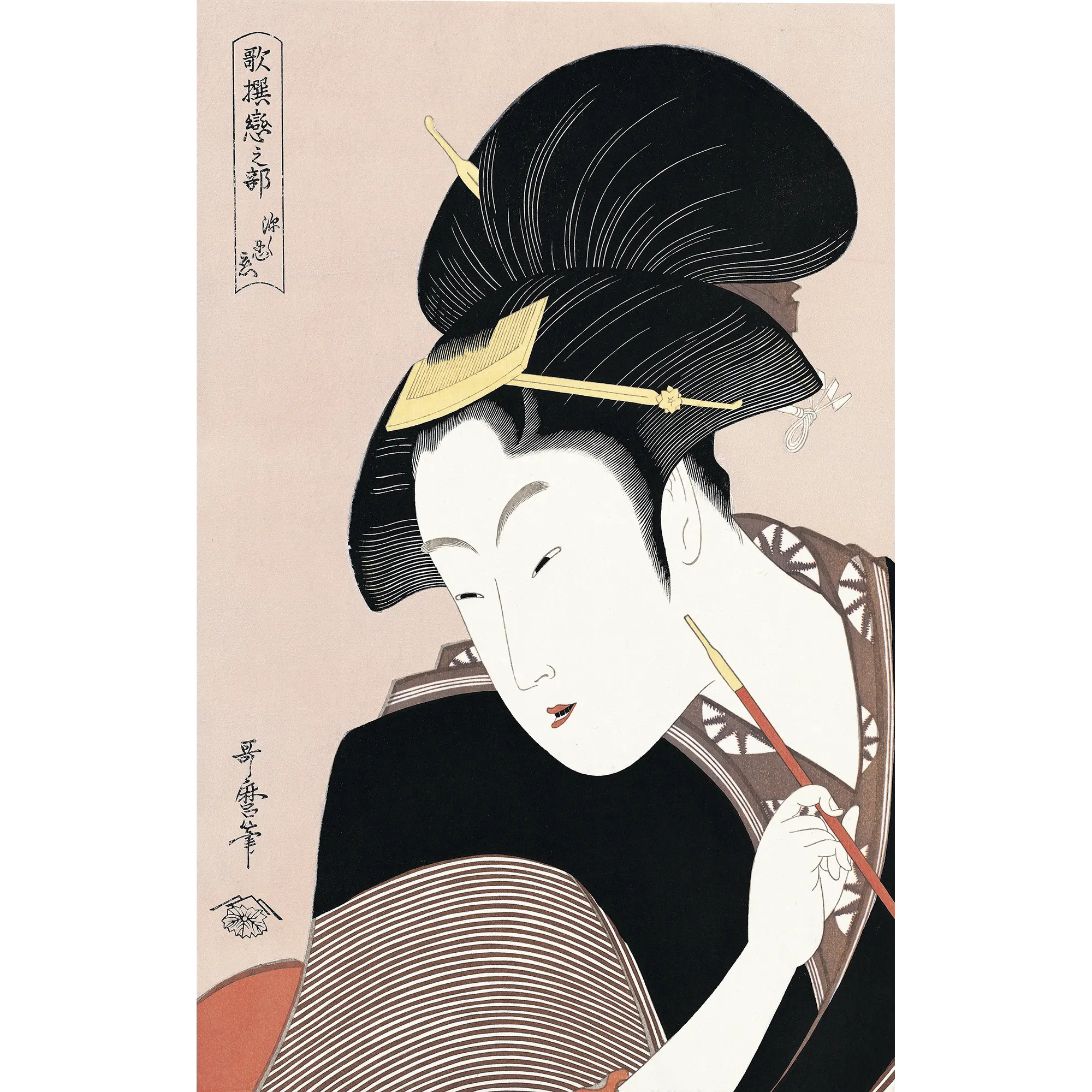 喜多川歌麿「歌撰恋之部 深く忍恋」アダチ版復刻浮世絵
