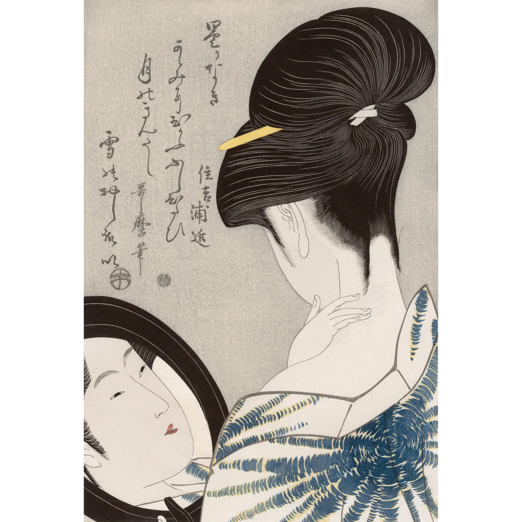 喜多川歌麿「襟おしろい」アダチ版復刻浮世絵