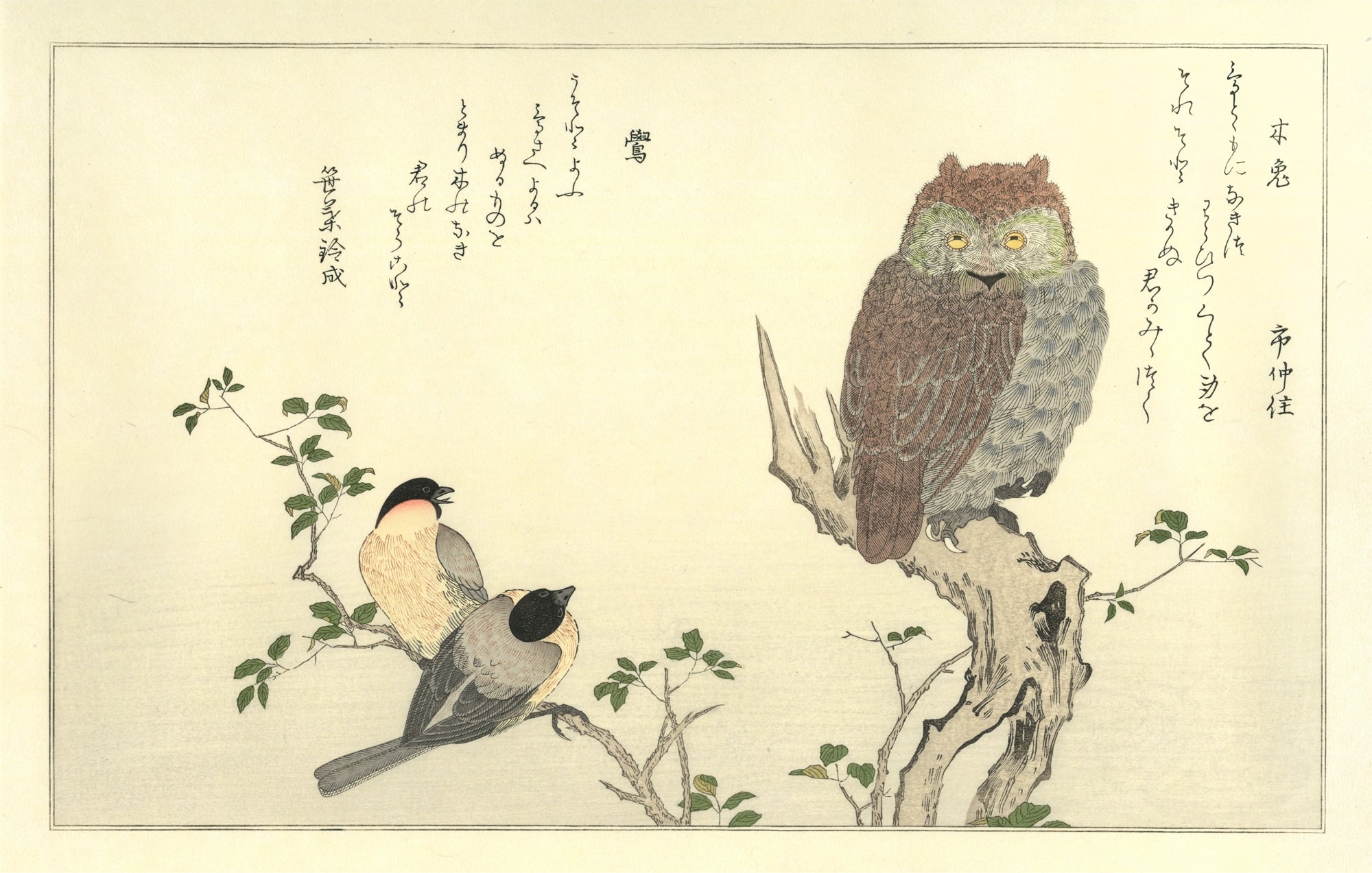 Kitagawa Utamaro（喜多川歌麿） 喜多川歌麿「百千鳥 山鳥に鶺鴒