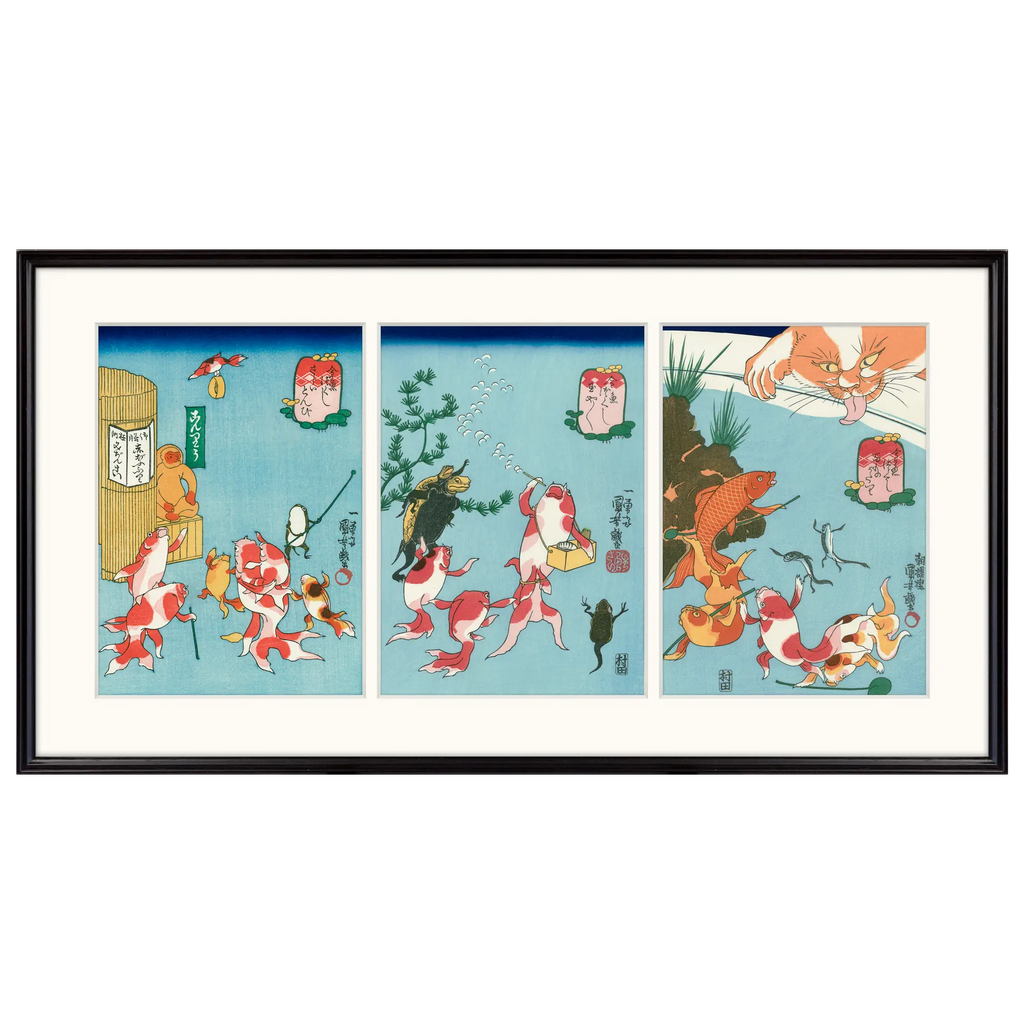金魚の群れ　油彩画 金魚の群れ 油彩画 セール・キャンペーン 絵画 跳ねる金魚