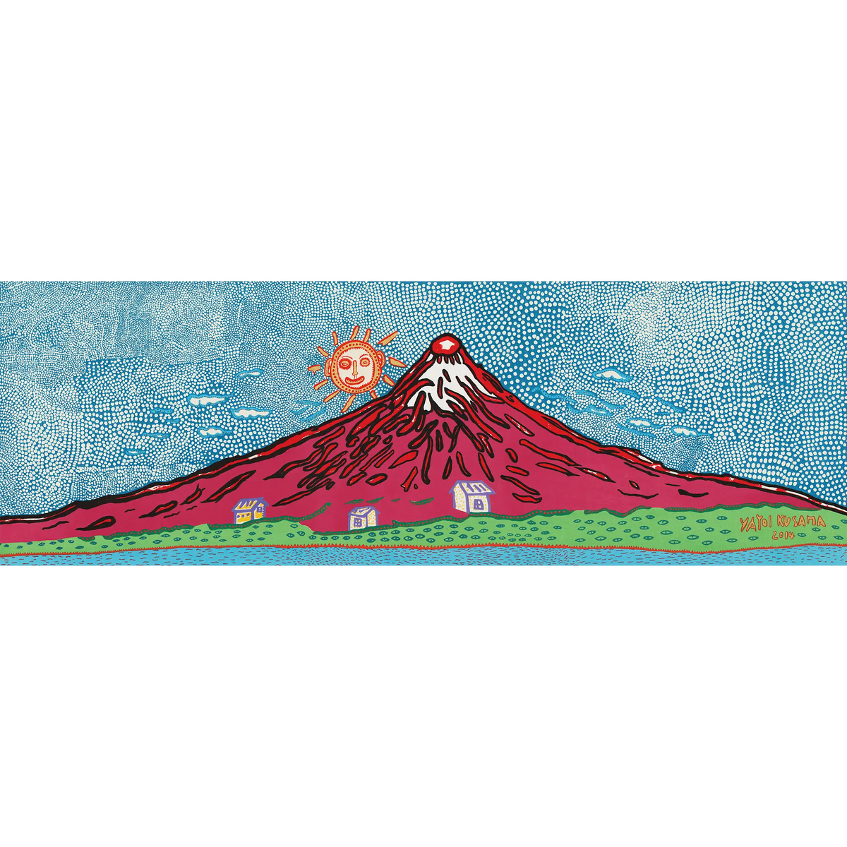 草間彌生/富士山、やさしさに溢れた万物は私の心を打った　複製画額装 Yayoi Kusama（草間彌生） 草間彌生「七色の富士 富士山、わたし