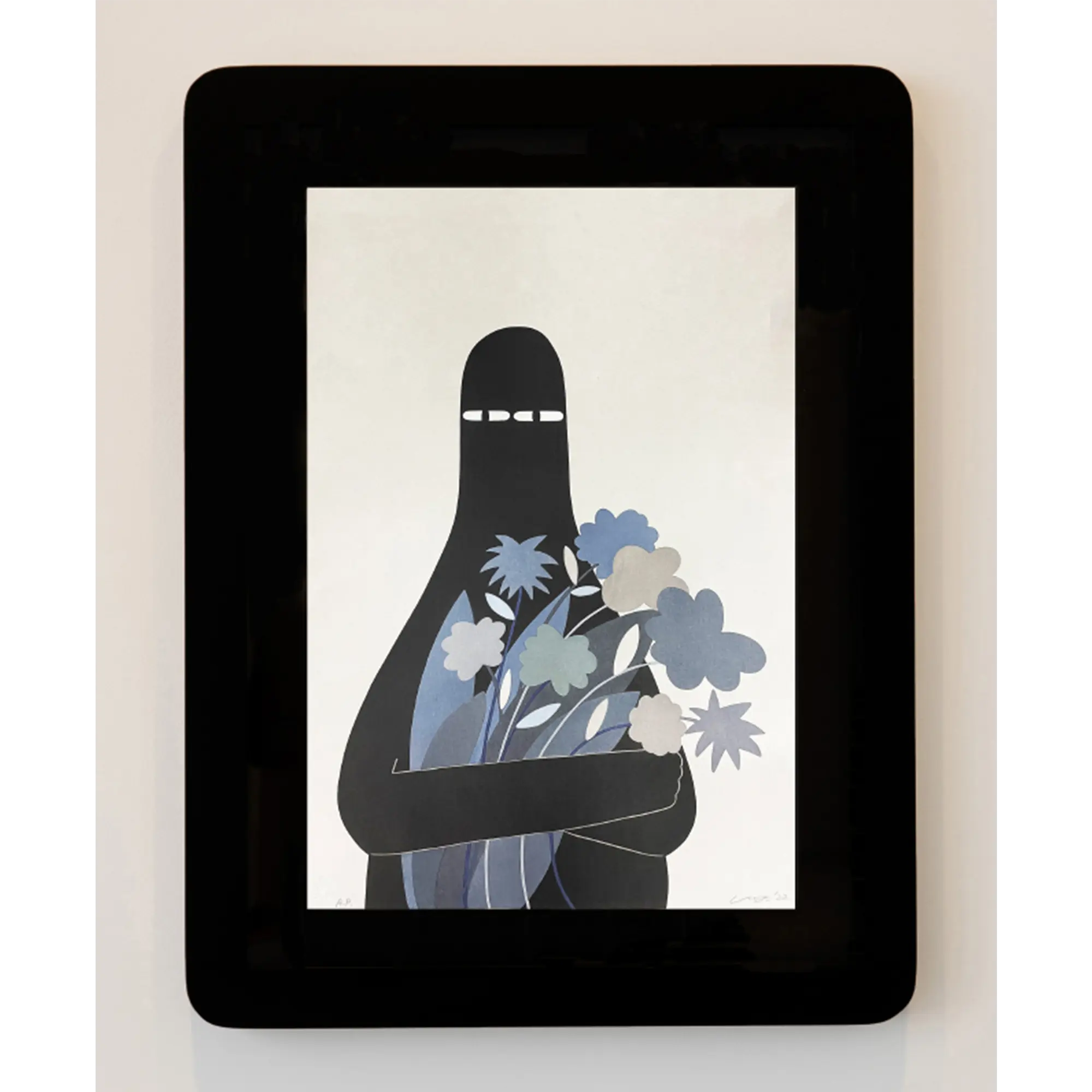 LY「LUV with Gray Flowers」額付き画像