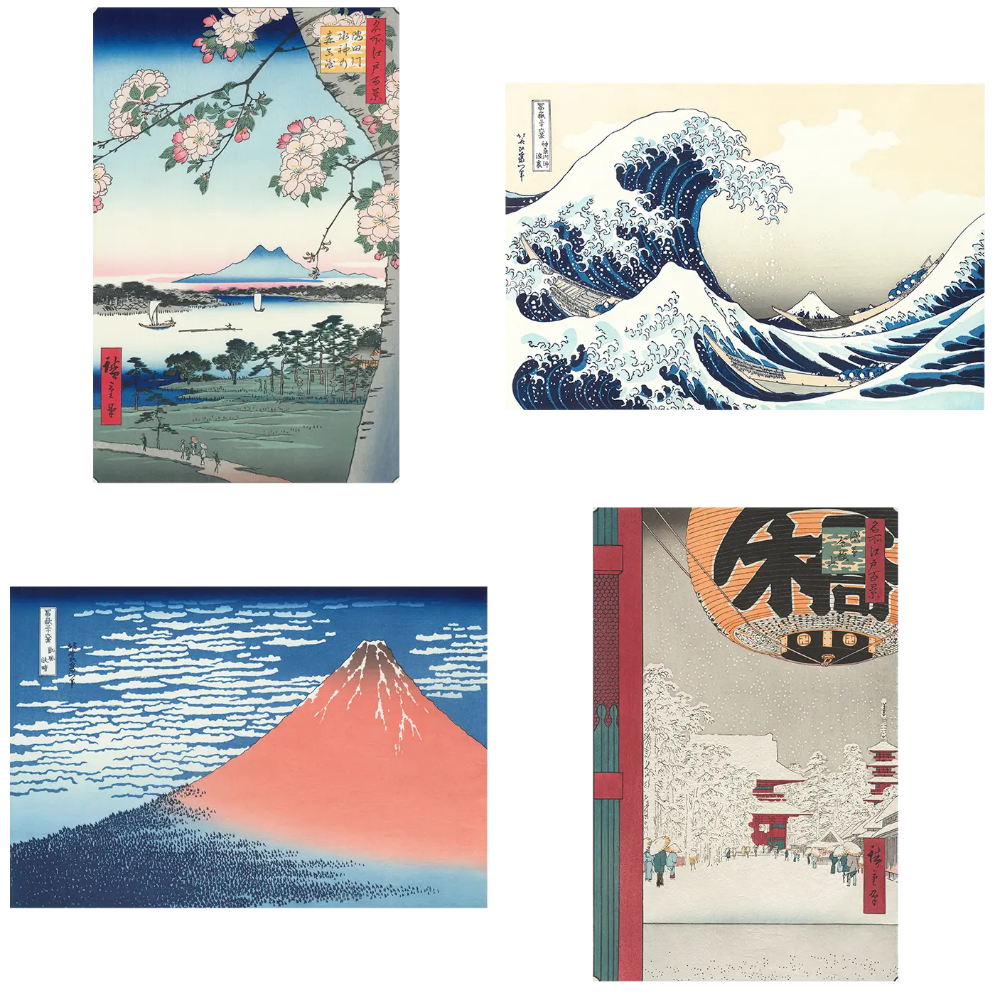 【浮世絵スターターキット】Bセット：　四季で楽しむ傑作　北斎・広重の風景画