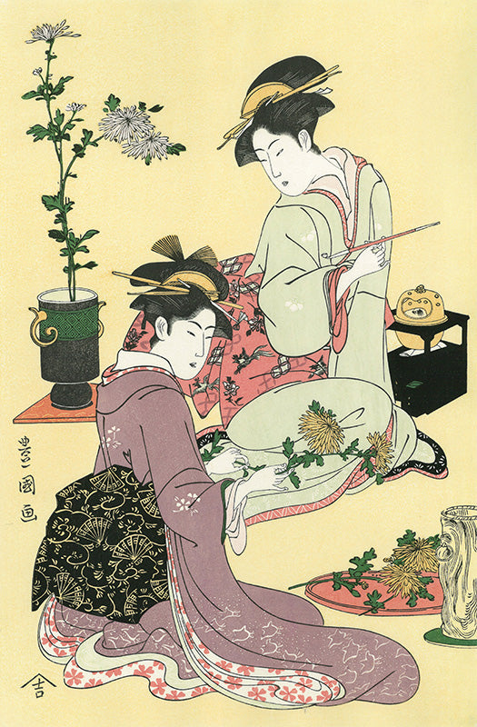 歌川豊国「生け花を生ける娘」アダチ版復刻浮世絵
