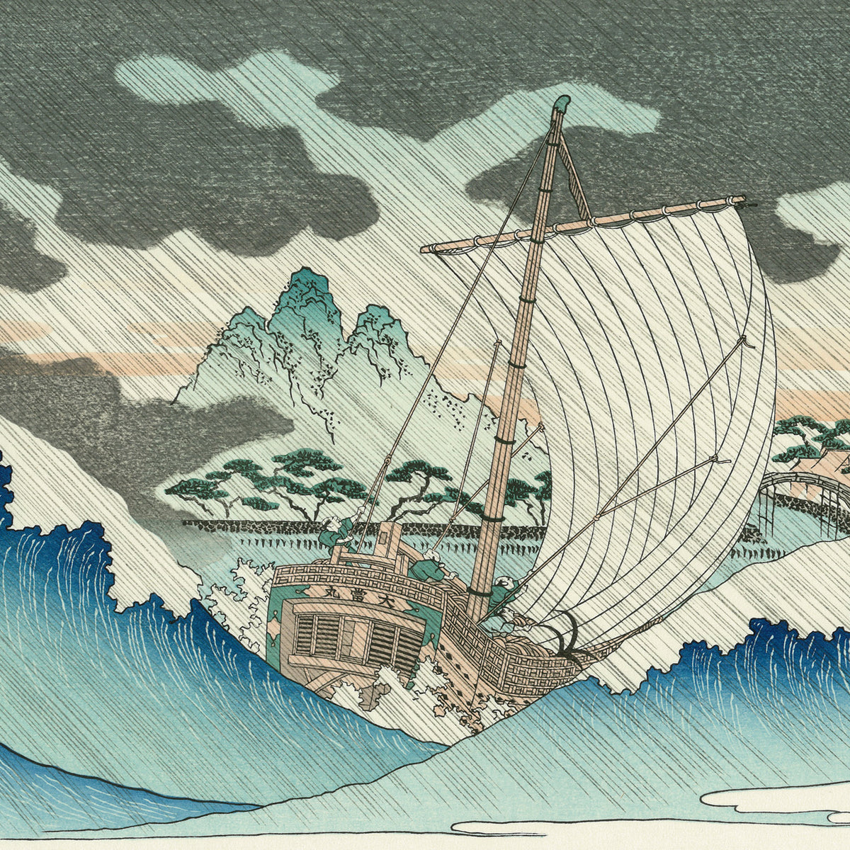 Yashima Gakutei（八島岳亭） 八島岳亭「大阪天保山夕立之景