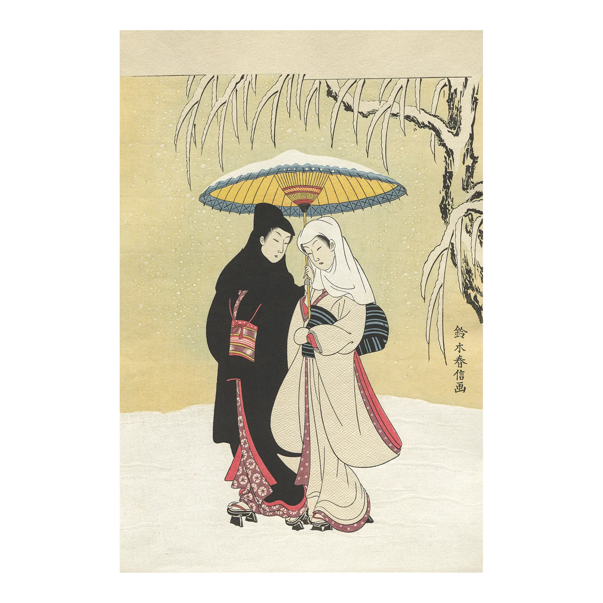 Suzuki Harunobu（鈴木春信） 鈴木春信「雪中相合傘