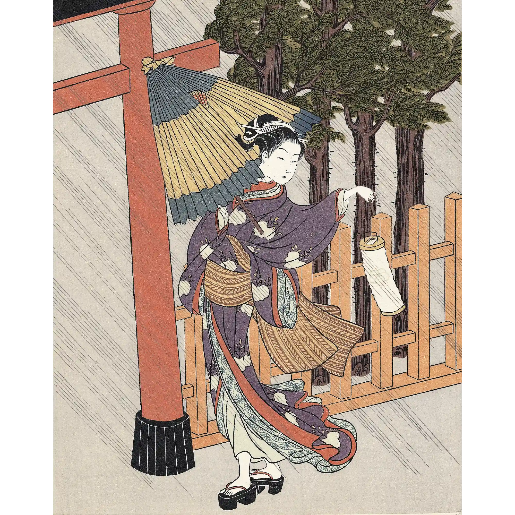 鈴木春信「雨中夜詣」