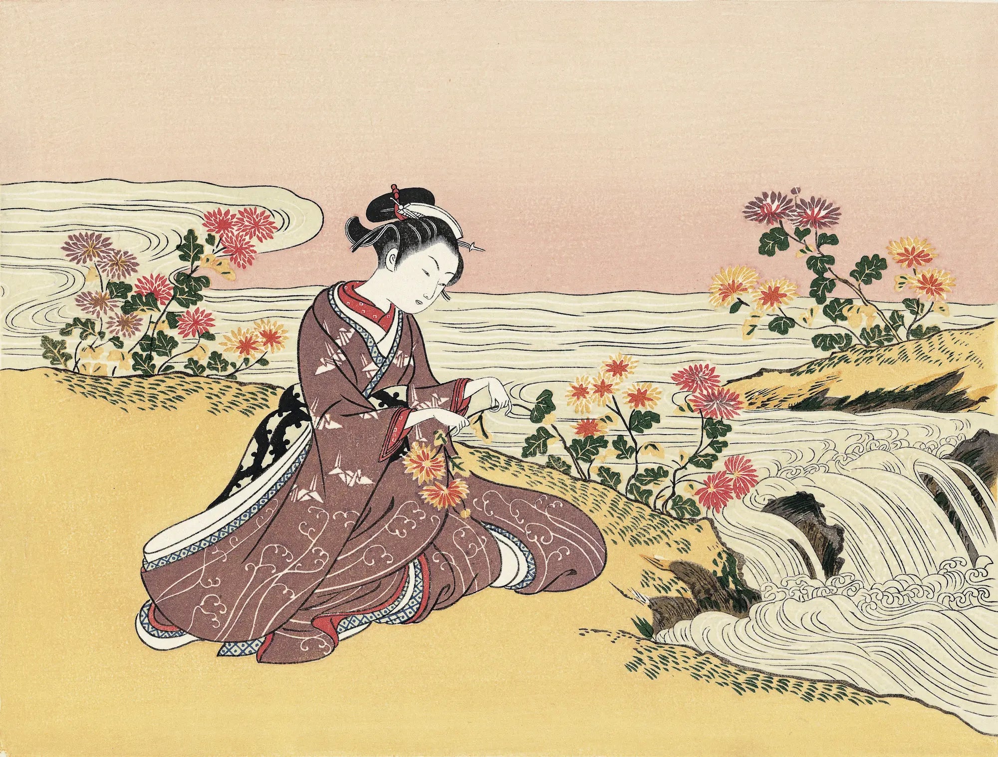 鈴木春信「見立菊慈童」アダチ版復刻浮世絵
