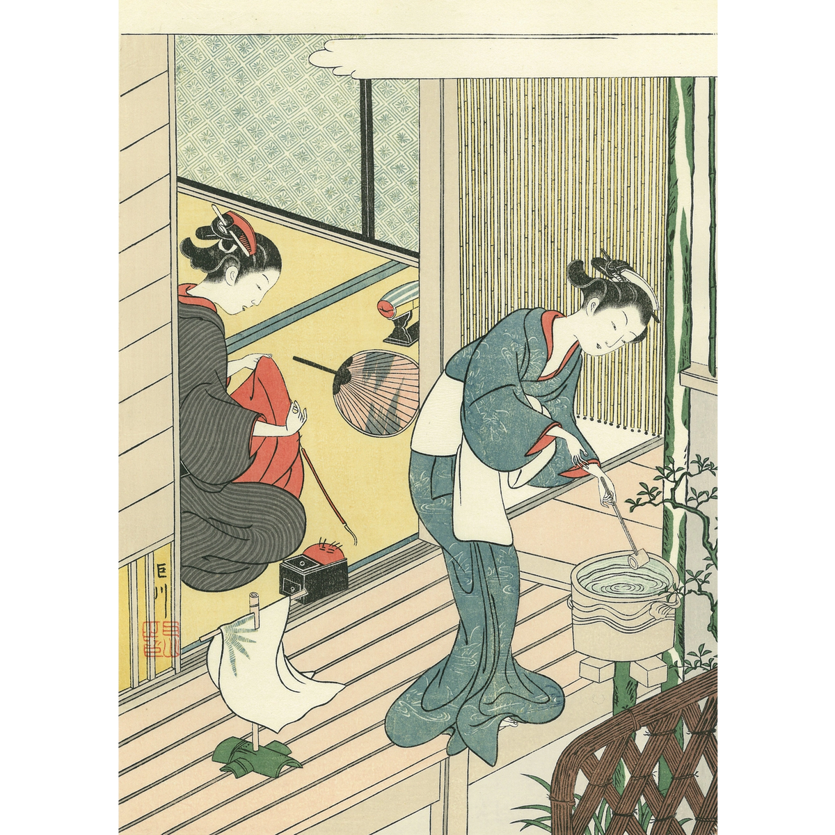 Suzuki Harunobu（鈴木春信） 鈴木春信「座敷八景 手拭の帰帆