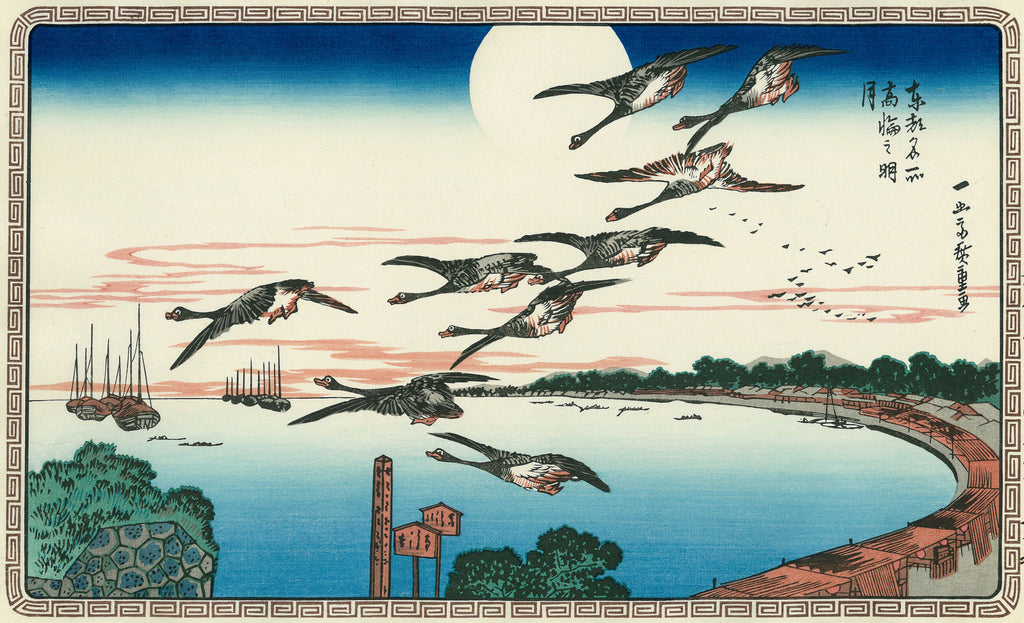 浮世絵、東都上野花見之圖三枚綴り、初代歌川広重画 （歌川広重「東都 