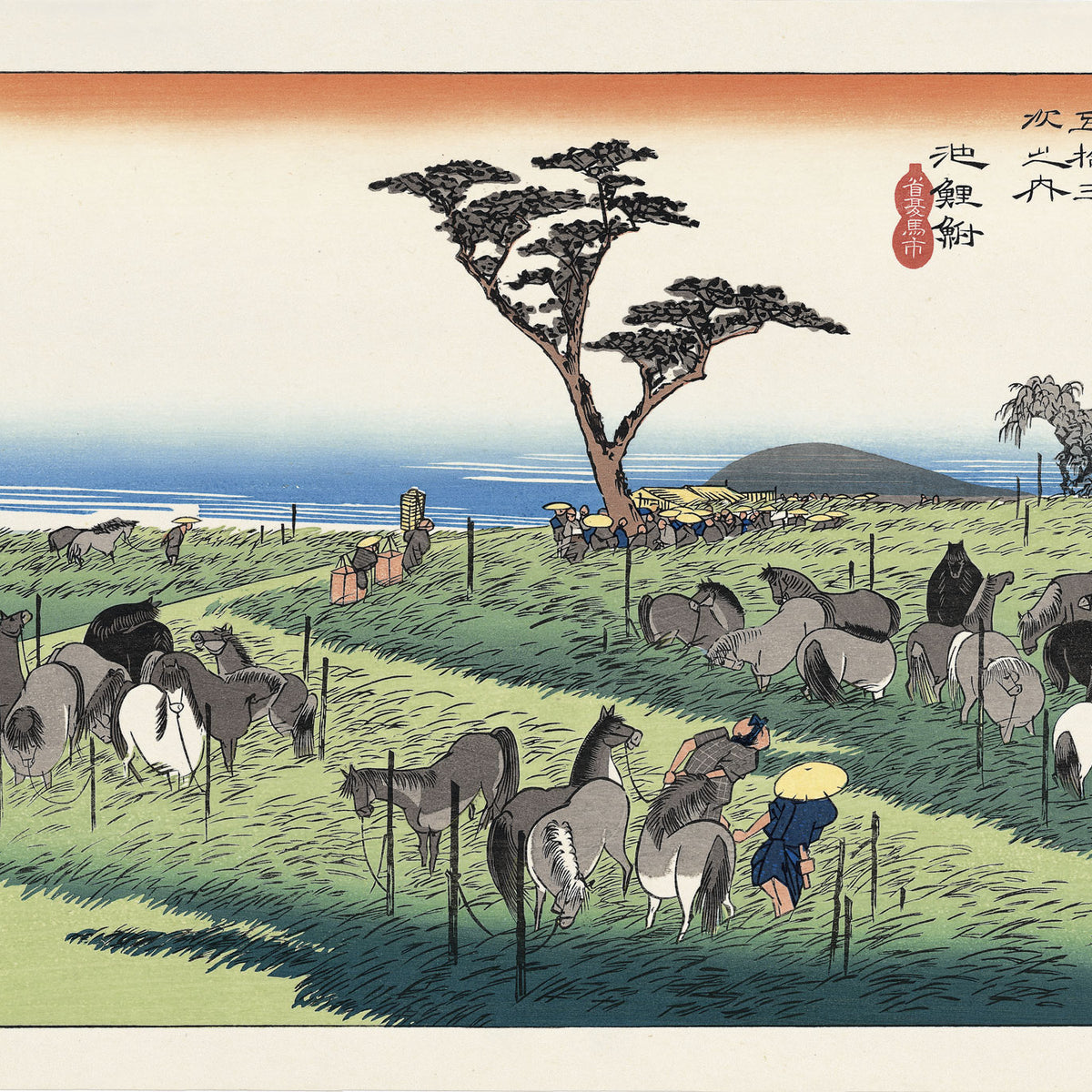 浮世絵、東海道五十三封池鯉鮒(知立）、歌川国芳画 浮世絵、東海道五十三封池鯉鮒(知立）、歌川国芳画 東海道五十