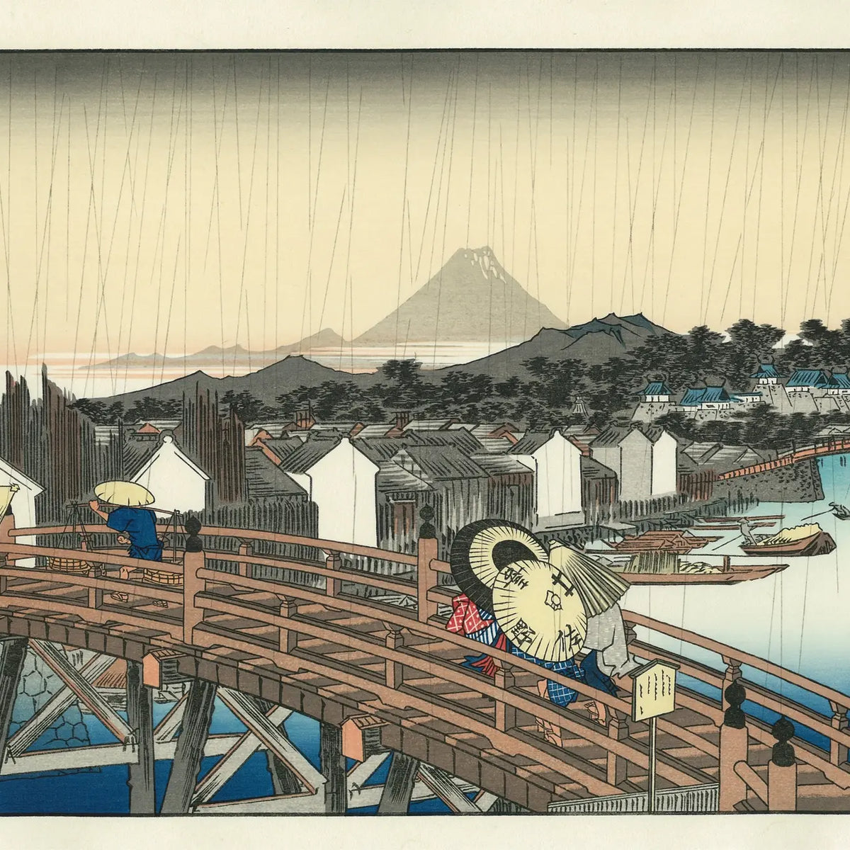 希少!名所江戸百景木版画 安藤広重 「大橋の雨」 希少!名所江戸百景 希少!名所江戸百景木版画 安藤広重 「大橋の雨」 希少!名所江戸百景