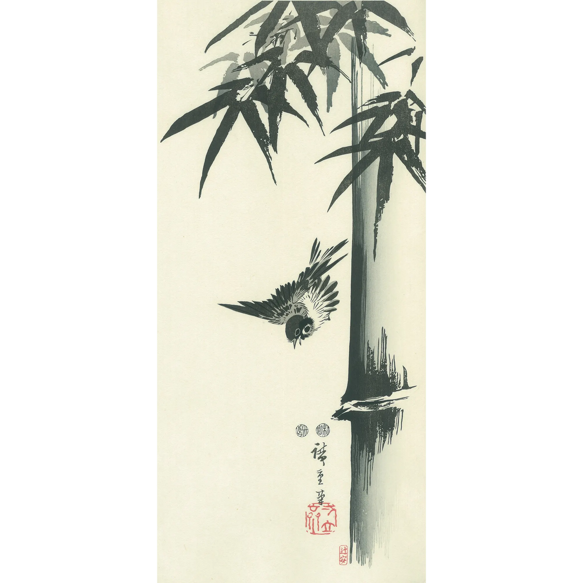 歌川広重「竹に雀」