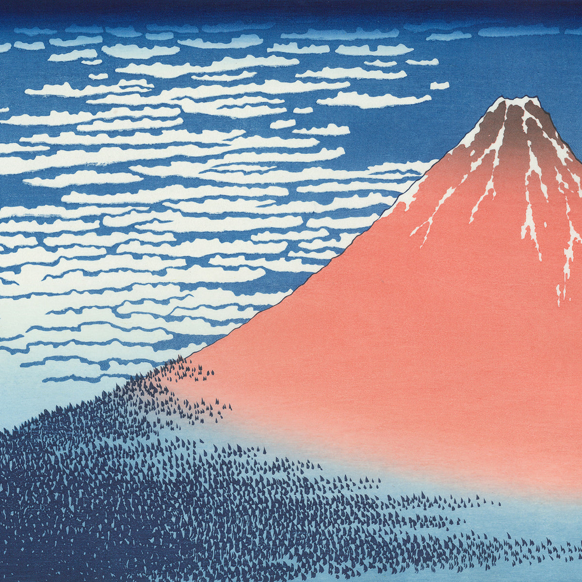 Katsushika Hokusai（葛飾北斎） 富嶽三十六景 凱風快晴｜浮世絵・木