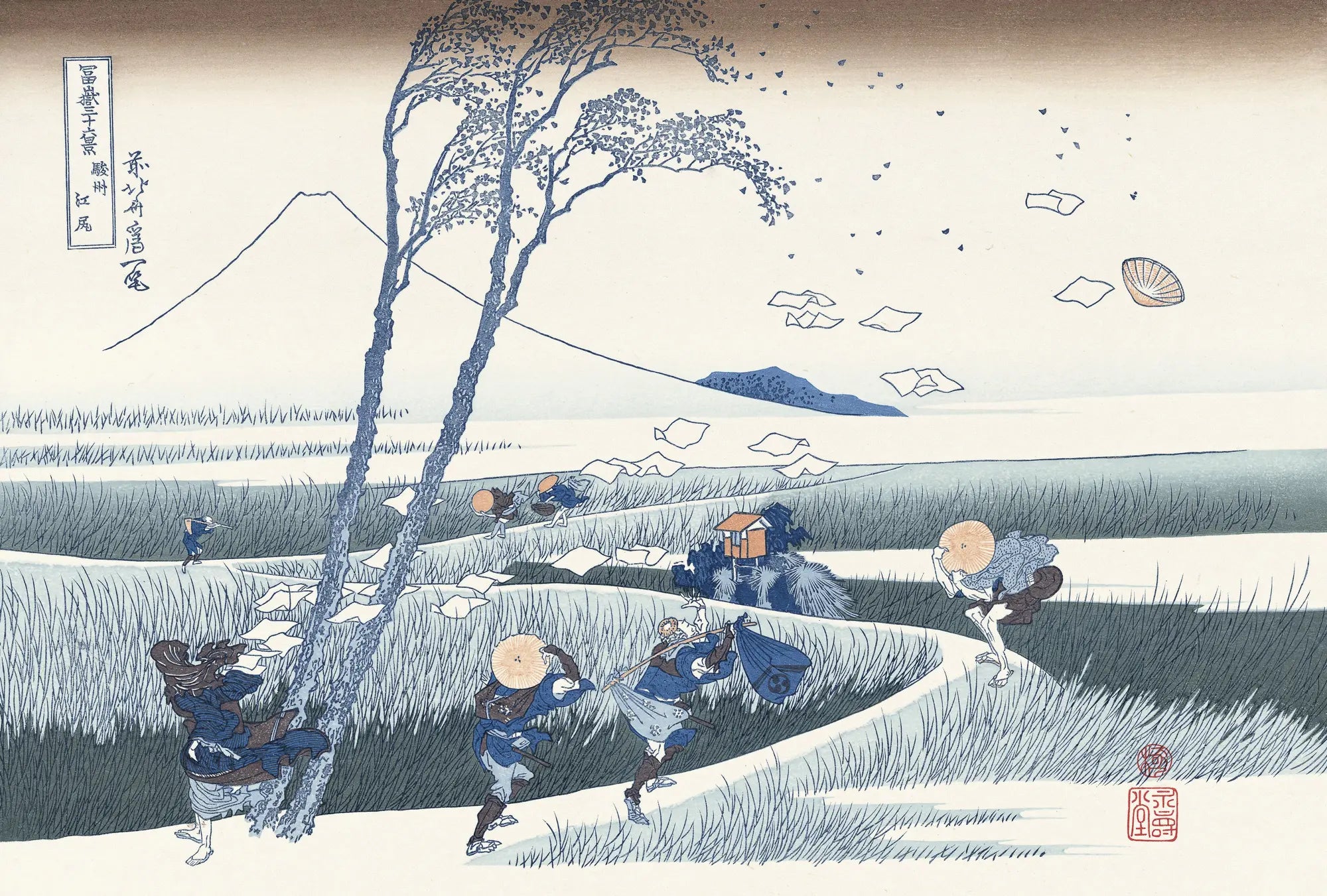葛飾北斎「富嶽三十六景 駿州江尻」アダチ版復刻浮世絵