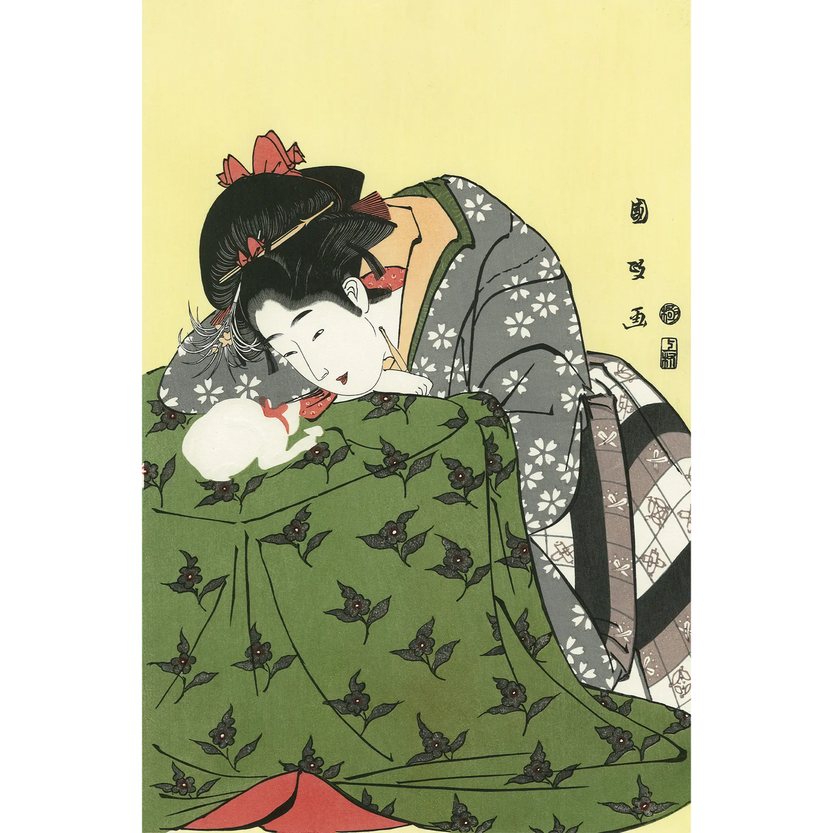 歌川国政「猫に美人」アダチ版復刻浮世絵