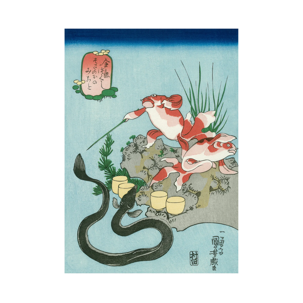 【真作】絵画　日本画　遊魚図　魚の群れを描いた静謐な和の作品　W76 真作】絵画 日本画 遊魚図 魚の群れを描いた静謐な和の作品 W76
