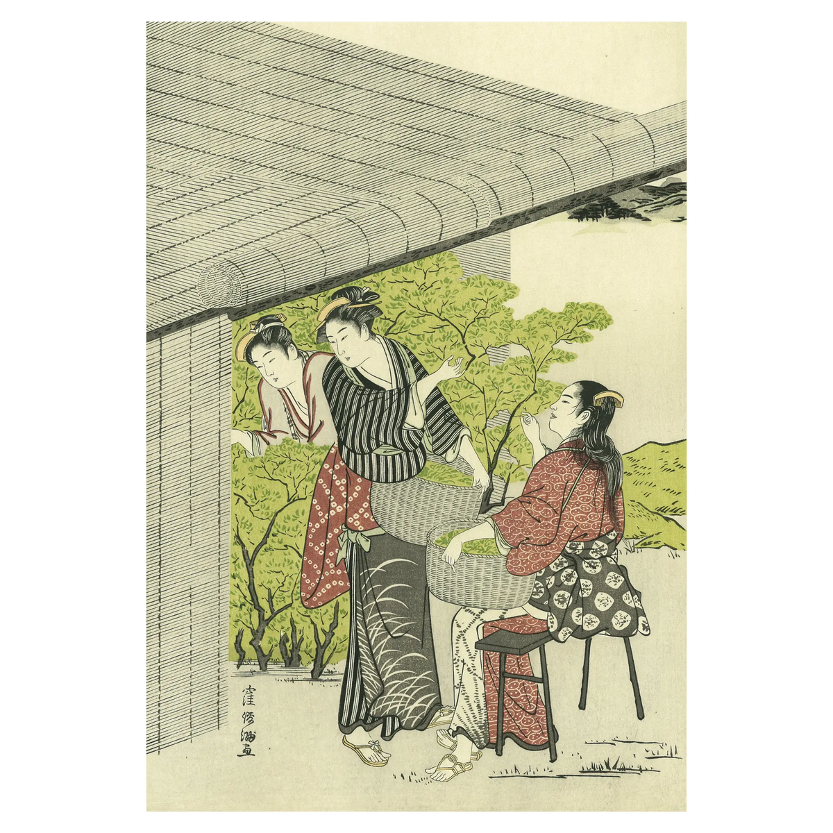 ◆大幅値下げ◆ 窪 俊満『砧打ち美人図』(1804〜1817年) 肉筆浮世絵 ColBase