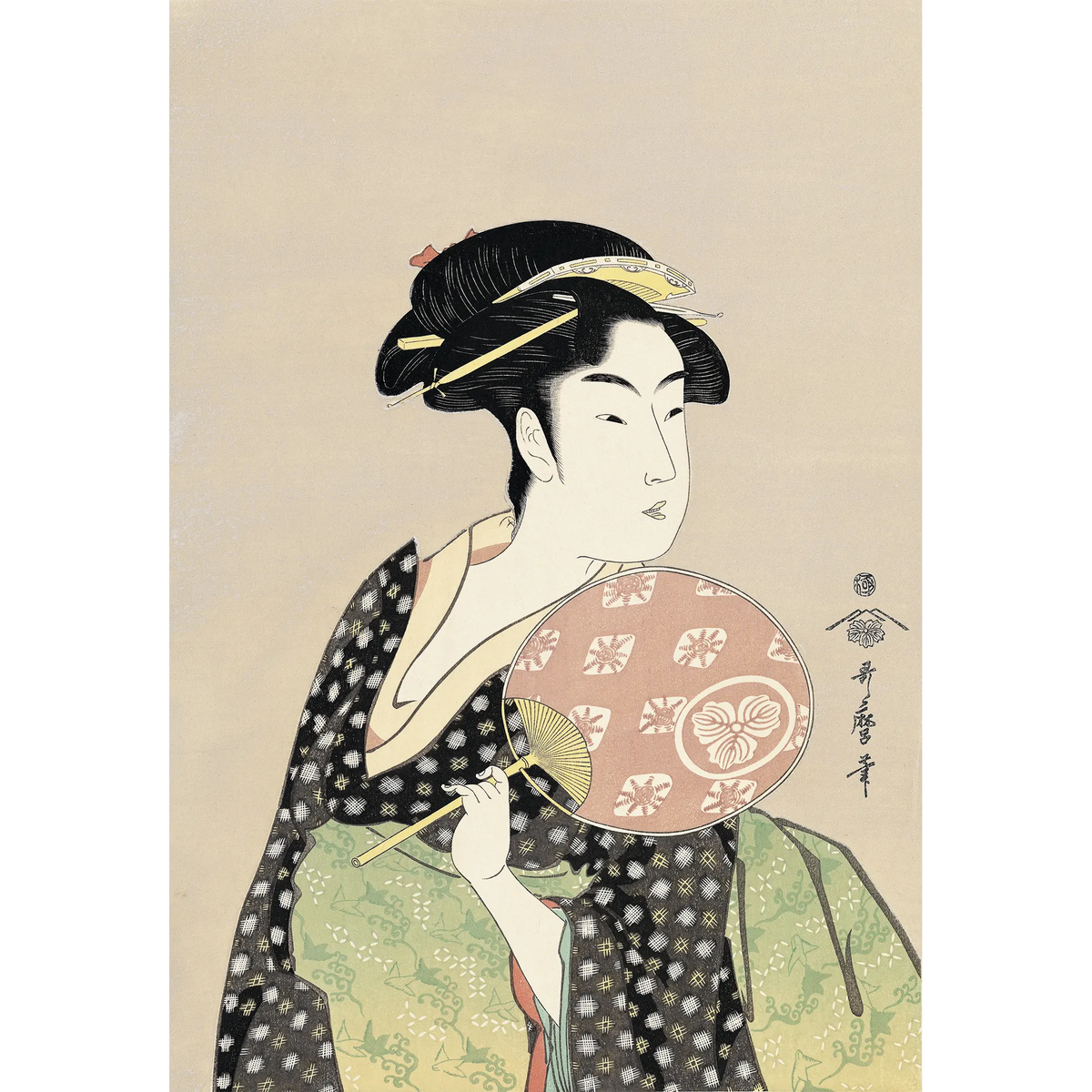 【タイムセール!新品】木版画 歌麿 高島屋おひさ 荒川区無形文化財 松崎氏作品 Kitagawa Utamaro(喜多川歌麿) 喜多川歌麿「高島屋おひさ