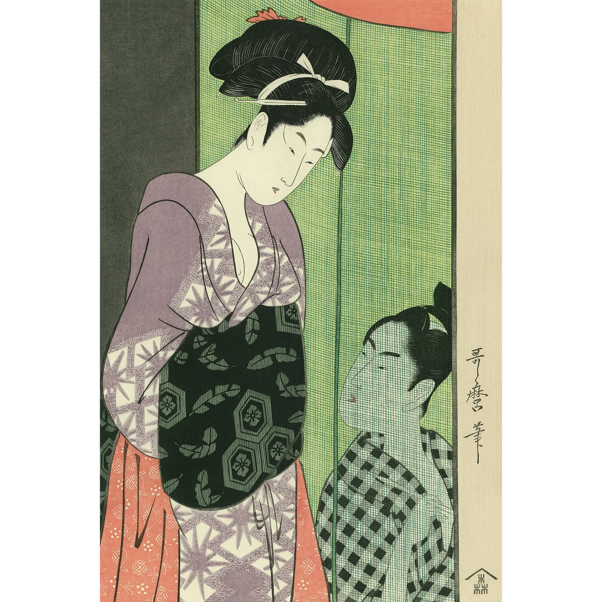 浮世絵 五渡亭国貞 キセル 煙草 蚊帳 遊郭 遊女 浮世絵 五渡亭国貞 キセル 煙草 蚊帳 遊郭 遊女