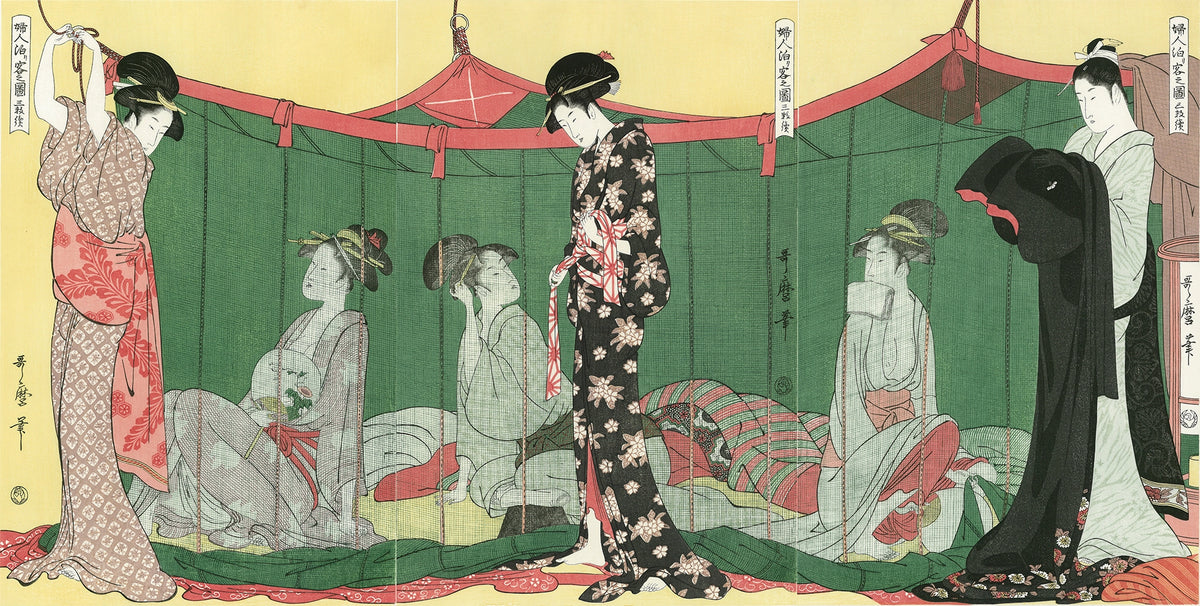 【複製】喜多川歌麿/海女図/工芸品/掛軸/名家伝来/AA-812 喜多川歌麿による浮世絵「Fishing with a Scoop Net」